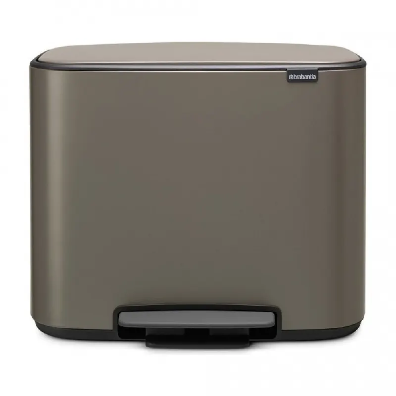 BRABANTIA - Bo Pedal Bin - Kosz 11 l + 23 l - 2 komory - Platynowy