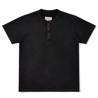 Vintage Style Henry Shirt Men's Short Sleeved T-shirt, Henry Collar Bottom Shirt, Saltwater Washing Process, Pure Cotton T-shirt