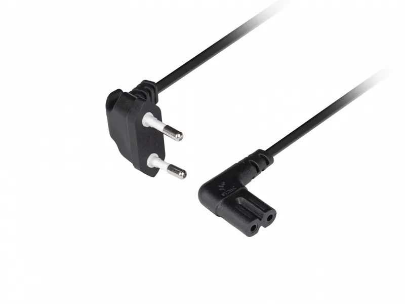 Lanberg Kabel zasilający EURO (radiowy) CEE 7/16- IEC 320 C7 1.8m kątowy VDE czarny