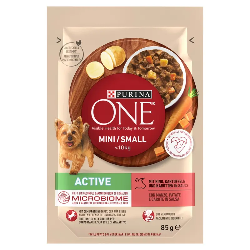 PURINA One Mini/Small Active Wołowina - mokra karma dla psa - 85g