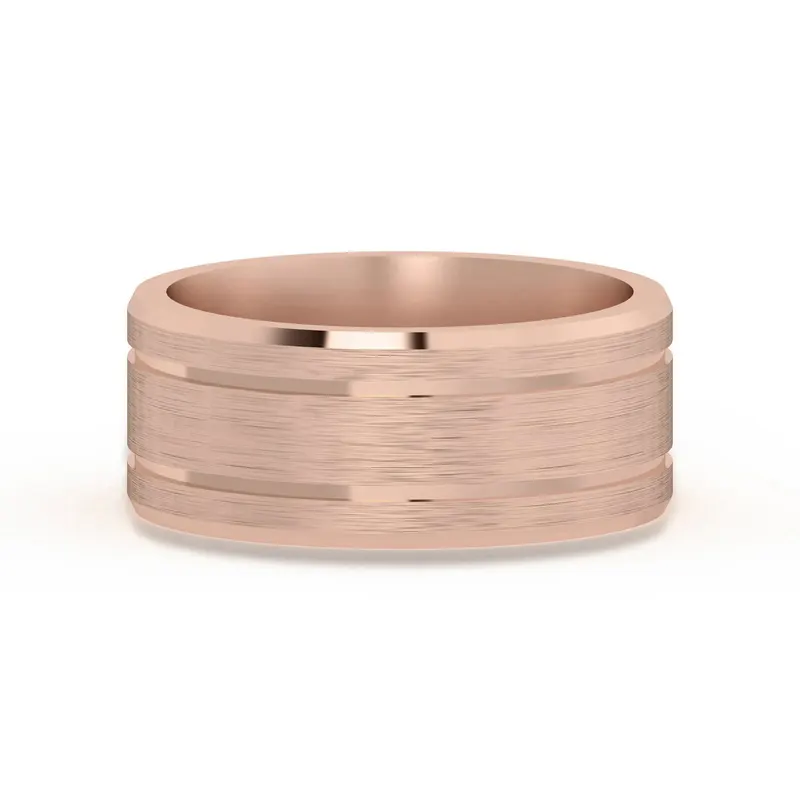 Klasyczna Double Channel Satenowa Finish Obrączka Ślubna 8 MM 585 Różowe Złoto (14K)