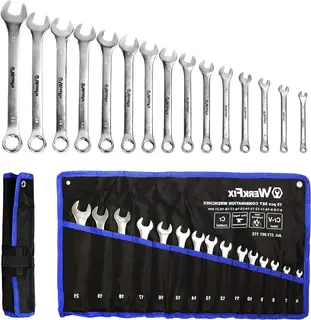 KLUCZE PŁASKO-OCZKOWE 15 SZT. 6–21 MM STAL CRV W ETUI