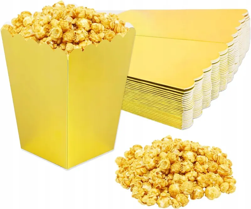 MAŁE ZŁOTE TOREBKI NA POPCORN DO IMPREZ WESELE I WIECZORÓW FILMOWYCH