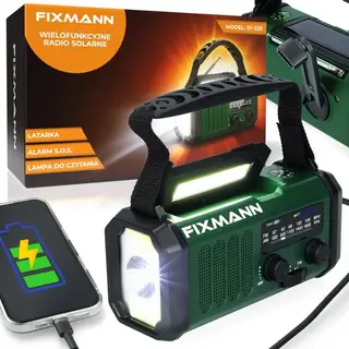 Przenośne Radio Solarne Na Korbkę Awaryjne Lampka Alarm10000Mah Zielone