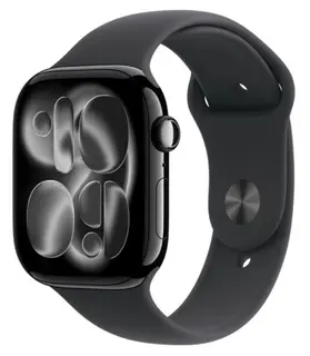 Apple Watch Series 11 GPS koperta 46 mm z aluminium w kolorze onyksu, pasek sportowy w kolorze czarnym - rozmiar M/L
