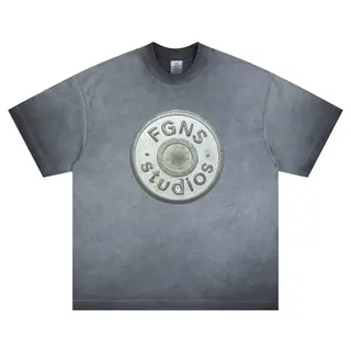 Summer New Original Washed Used Round Logo Printed Short Sleeved T-shirt for Men and Women Loose and Versatile Top