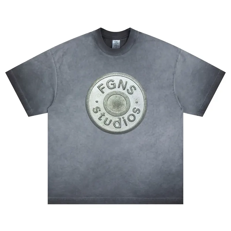 Summer New Original Washed Used Round Logo Printed Short Sleeved T-shirt for Men and Women Loose and Versatile Top