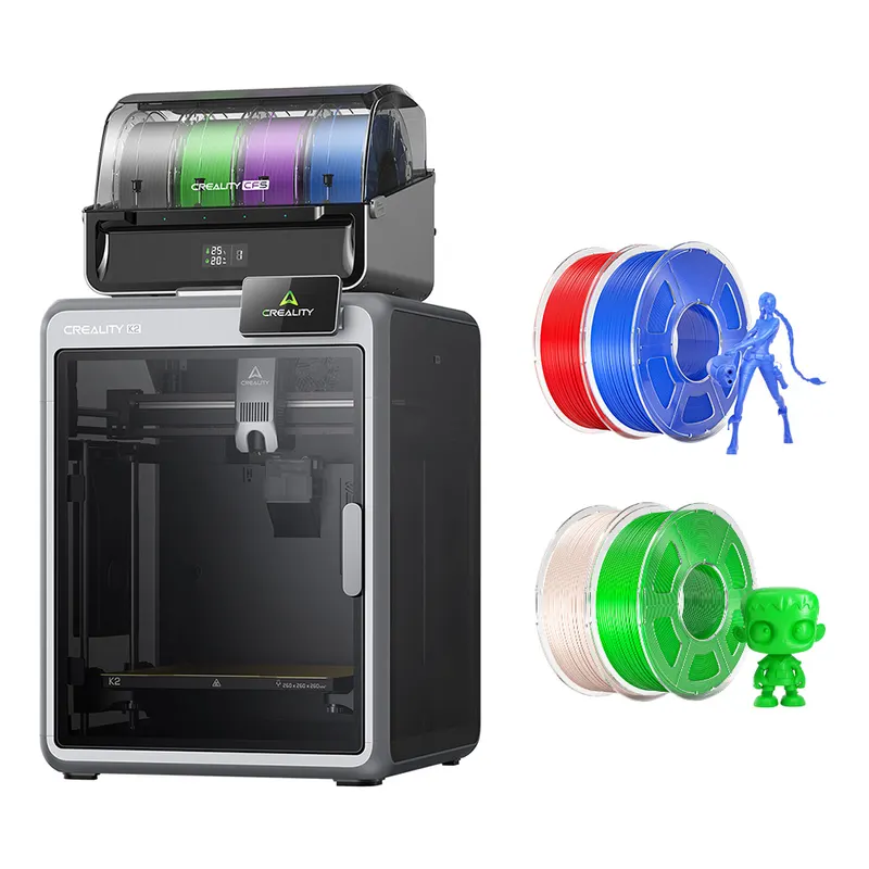 Drukarka 3D Creality K2 Combo, 4 kg, filament Mecpow HS PLA – zielony/niebieski/czerwony/kolor cielisty