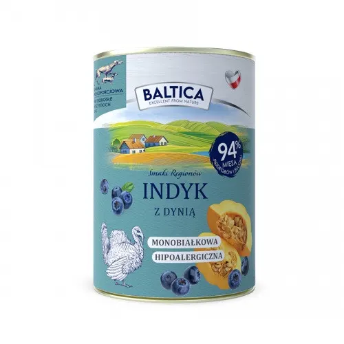 BALTICA Smaki regionów Mono Indyk z dynią - mokra karma dla psa - 400g