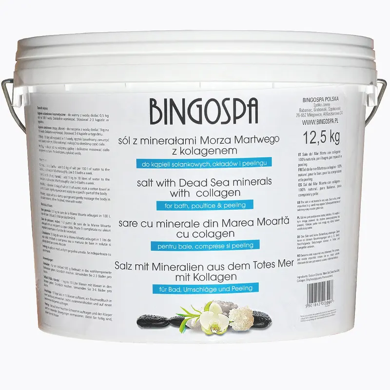Sól z minerałami Morza Martwego z kolagenem 12,5 kg BINGOSPA