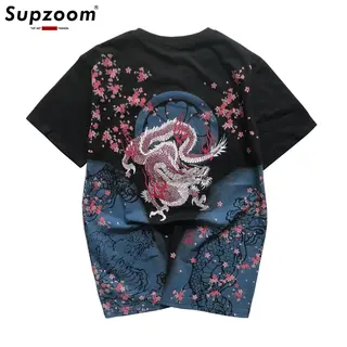 Supzoom New Arrival Animal Tshirt Brand Clothing Goods Embroidery With Short Carp Tattoo O-neck Cotton Casual T Shirt Men