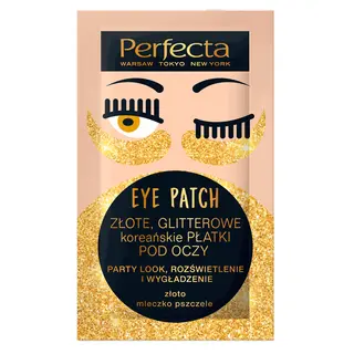 Perfecta Eye Patch złote glitterowe koreańskie płatki pod oczy ze złotem, mleczkiem pszczelim i peptydami