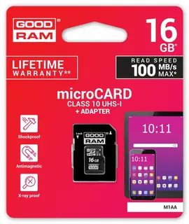 GOODRAM Karta pamięci microSDHC 16GB CL10 + adapter