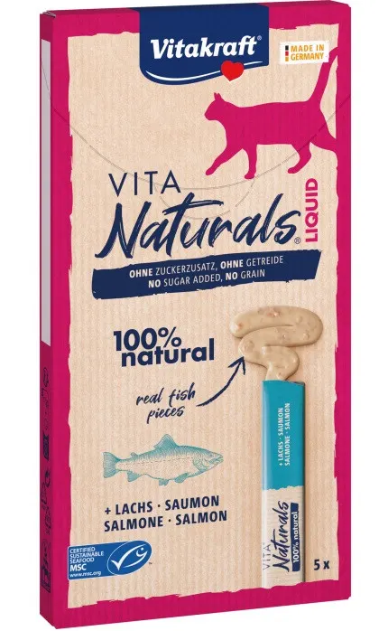 VITAKRAFT Vita Naturals Liquid Łosoś Box - przysmak dla kota - 5x15 g