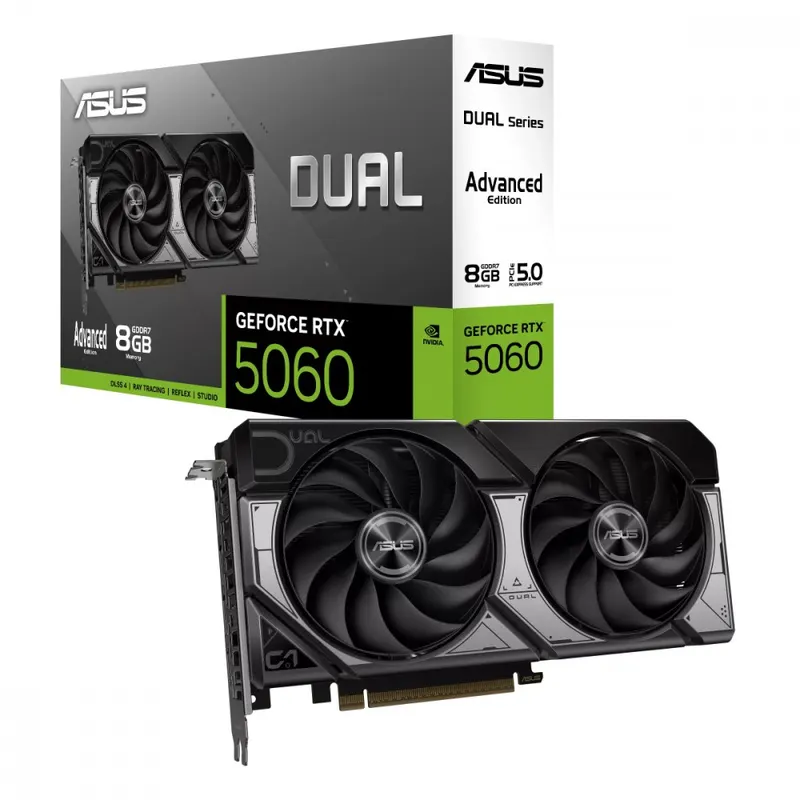 Asus Karta graficzna Dual GeForce RTX 5060 8GB GDDR7 OC Edition Advanced