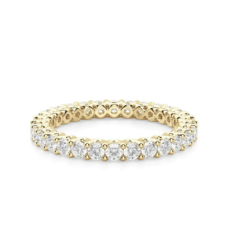 Obrączka Ślubna Eternity Scallop Set z Okrągłymi Kamieniami 2.00 mm Laboratoryjny Diament 585 Żółte Złoto (14K)