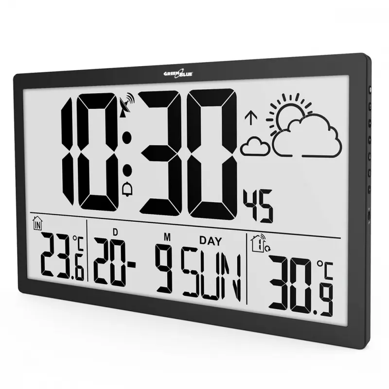 GreenBlue Zegar ścienny LCD wielofunkcyjny GB218