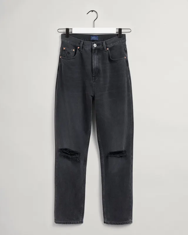 Gant Bawełniane Spodnie Jeansowe Damskie Slim Fit Czarne