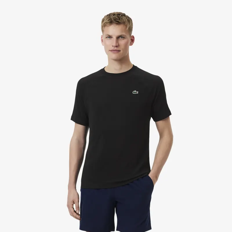 Lacoste Sportowa Koszulka Ultra Dry Ze Streczem Czarna Męskie Czarny