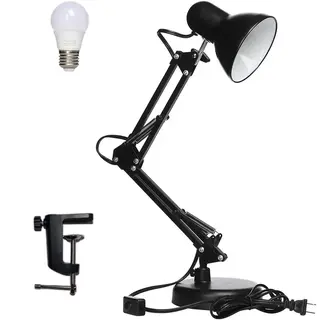 Lampka biurkowa czarna E27 z klipsem kreślarska TradElectra