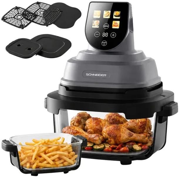 Frytkownica beztłuszczowa SCHNEIDER CRISPI Air Fryer 2 x szklane misy 5,5 L