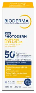 Bioderma Photoderm Xdefense Ultra-Fluid Ochronny Ultralekki Fluid Z Filtrem SPF50+ o Działaniu Detoksykującym Bezbarwny 40ml