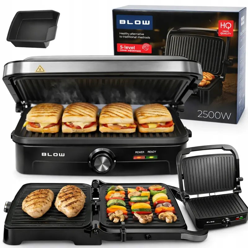 GRILL ELEKTRYCZNY DO GRILLOWANIA OPIEKACZ TOSTER ROZKŁADANY 180 MOCNY 2500W nominalna