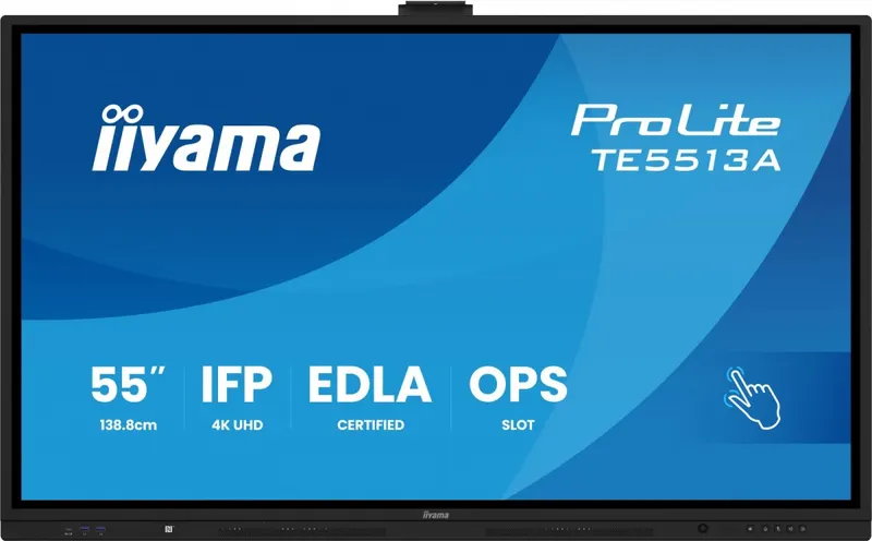 IIYAMA Monitor 55 cali ProLite TE5513A-B3AG INFRARED,40pkt,IPS,4K,500cd,1200:1,8ms WiFi,USB, ANDROID 14, Google EDLA,2x20W, uchwyt ścienny