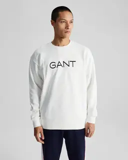Gant Bawełniana Bluza Męska Z Nadrukiem Regular Fit Biała