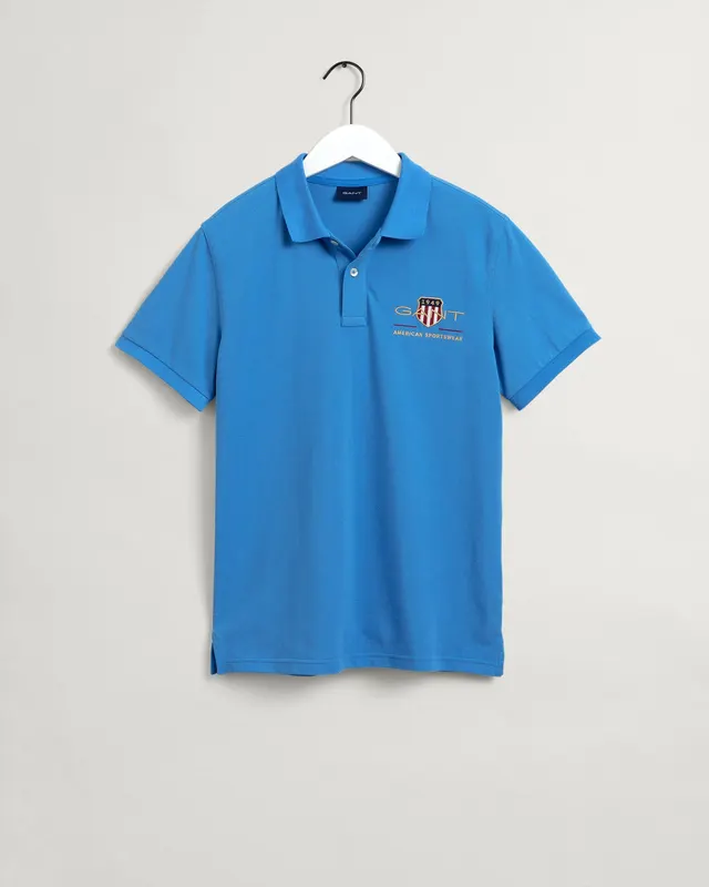 Gant Bawełniana Polo Męska Z Krótkim Rękawem Z Nadrukiem Regular Fit
