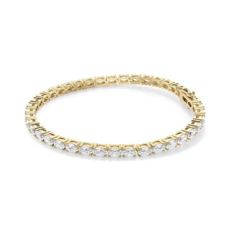 4 Prong Owalna Tenisowa Bransoletka s Laboratoryjnym Diamentem 9,00 krt z żółtego złota pr. 14K (585)