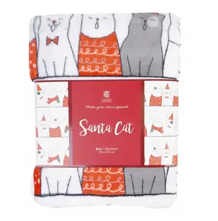 Koc świąteczny 150x200 Santa Cat szary koty kotki
