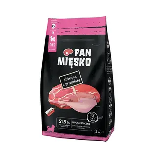 PAN MIĘSKO Cielęcina z przepiórką XS (szczeniak) - sucha karma dla psa - 3kg