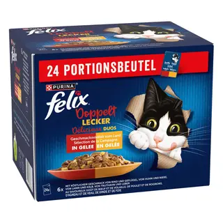 3 + 1 gratis! 4x Felix, karma mokra dla kota, różne rodzaje - 4 x (24 x 85 g) Fantastic 2 smaki, mięsny mix, (72 + 24 gratis!)