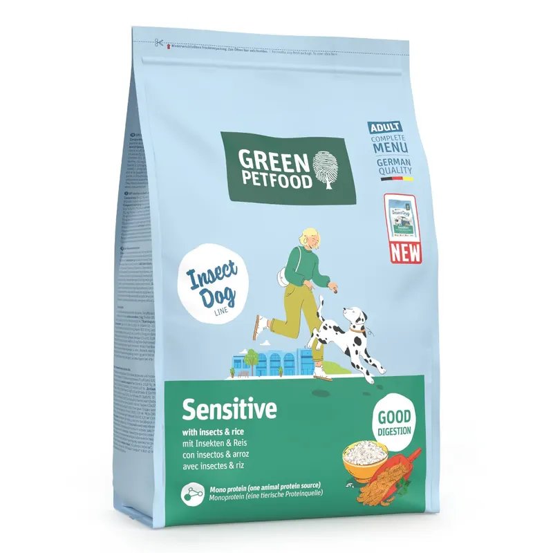 Green Petfood Sensitive, z owadami i ryżem - 3 kg