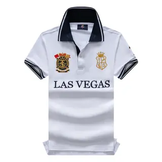 TS Good Quality Men's Polos Shirts 100% Cotton Short Sleeve LAS VEGAS Embroider Collar T-Shirts Male Clothing US SIZE 7XL