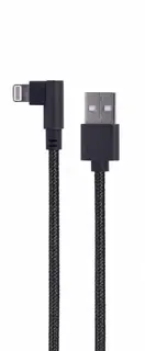 Gembird Kabel USB - do 8 pin kątowy w oplocie tekstylnym, 0.2m, czarny