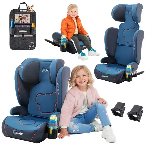 FOTELIK SAMOCHODOWY 2w1 PODSTAWKA ISOFIX 15-36kg DUŻY i-Size + ORGANIZER
