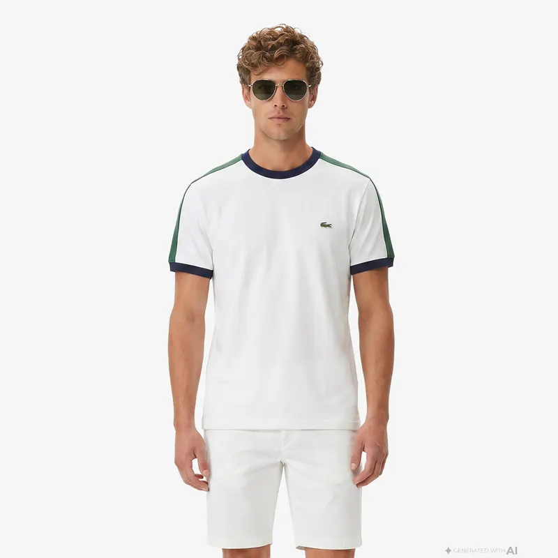 Lacoste Męski T-Shirt O Kroju Regular Fit Biały