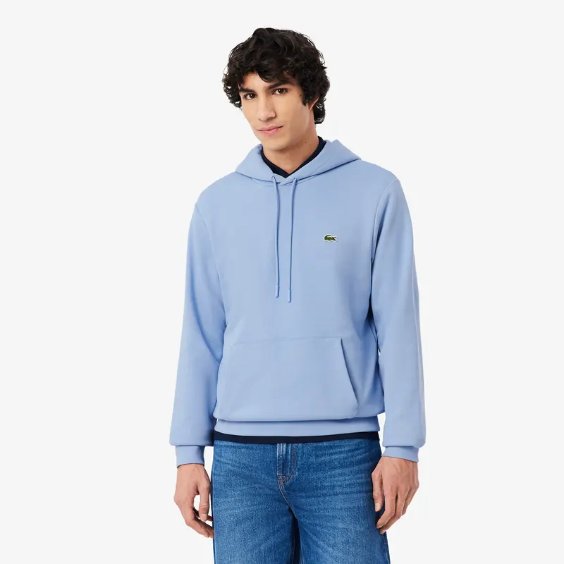 Lacoste Bluza Z Kapturem Z Bawełnianego Polaru Męskie Niebieski