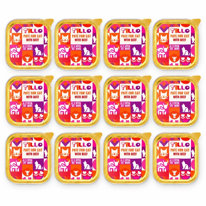 TILLO Pasztet Wołowiona - mokra karma dla kota - 12x100g