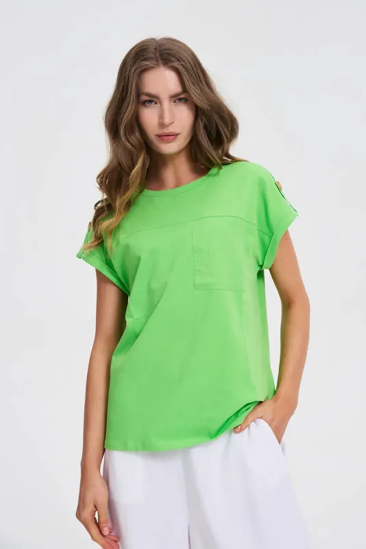 T-shirt z kieszonką zielony