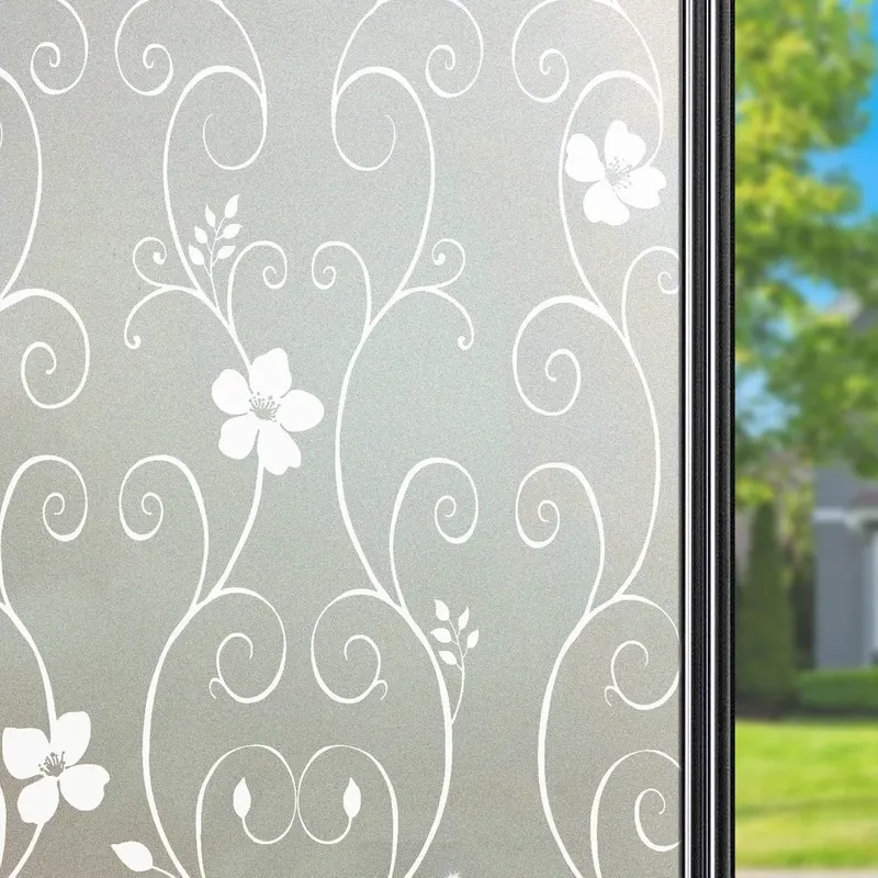 FOLIA OKIENNA 30X200CM MLEKOWA KWIATOWA DEKORACYJNA PRYWATNOŚCI STATYCZNA