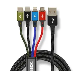 iBOX KABEL USB 4W1 2XUSB-C, MICROUSB, LIGHTNING