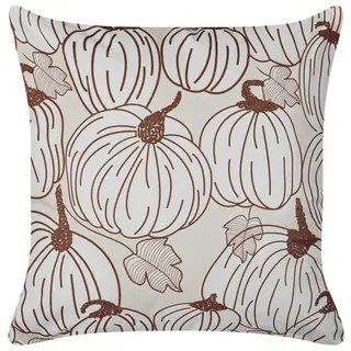 Poduszka dekoracyjna wzór roślinny gourd welur 45 x 45 cm beżowy