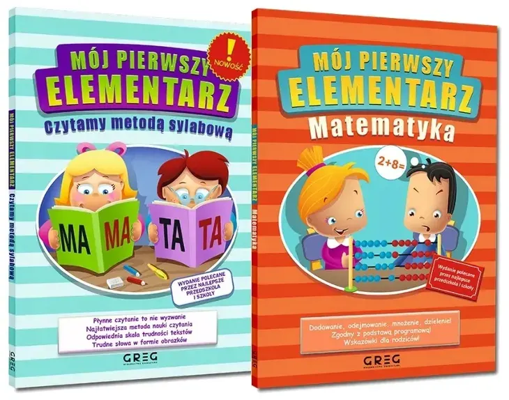 Mój pierwszy elementarz Czytamy metodą sylabową i Matematyka GREG