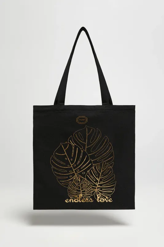 Torba shopper z nadrukiem czarna