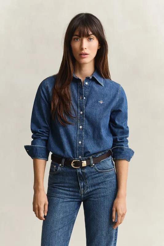 Gant Jeansowa Koszula Damska Regular Fit Niebieska