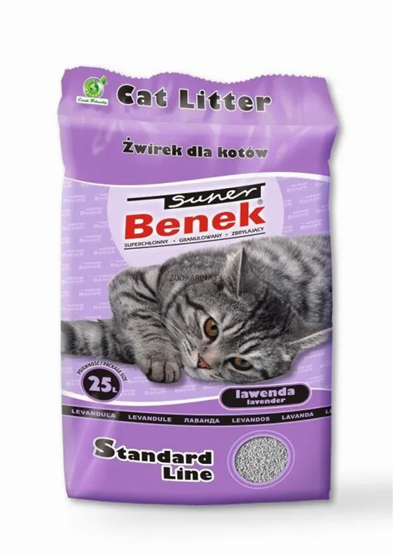 CERTECH Super Benek Standard Lawenda - żwirek dla kota zbrylający 25 l