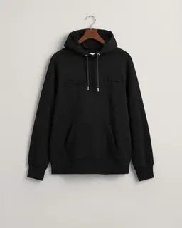 Gant Bluza Męska Z Nadrukiem Z Kapturem Regular Fit Czarna